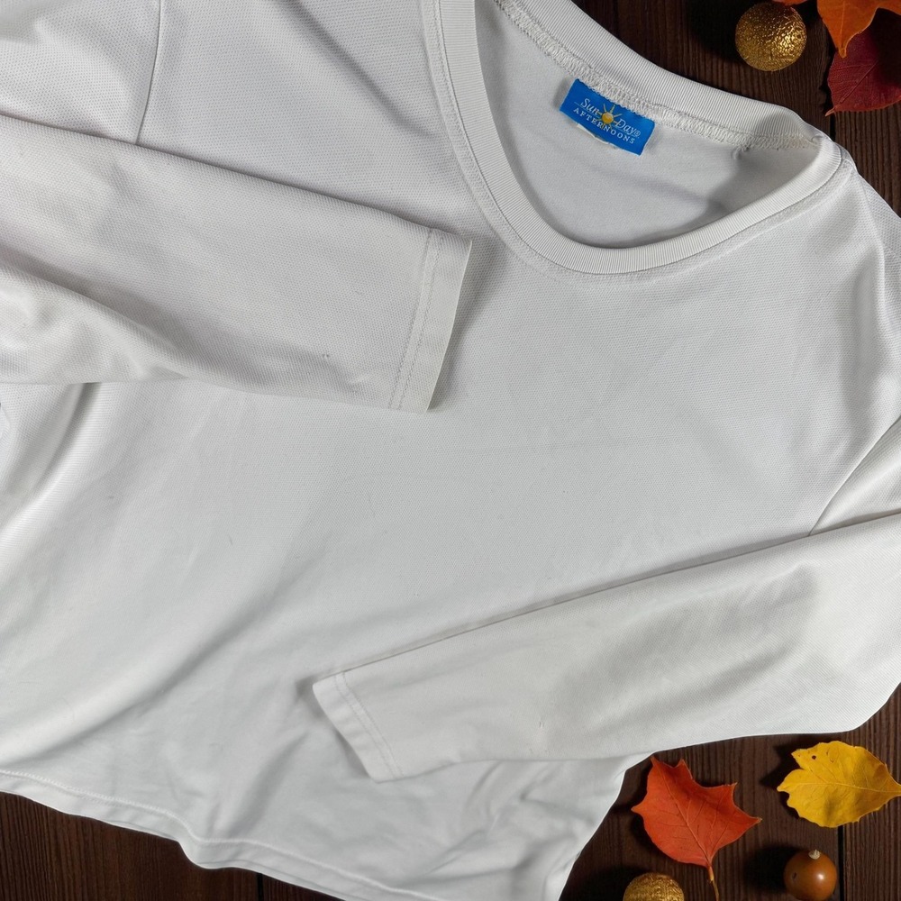 Sunday Afternoons Shirt Women L White Long Sleeve Crew Neck Top Lightweight‎